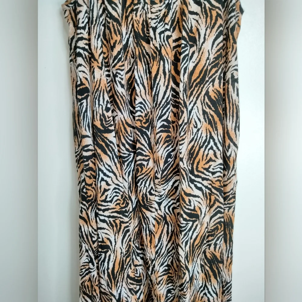 Pink Stitch (Size 6) Multicolor Animal Print Cutout Back Hi-Lo Hem Maxi Dress